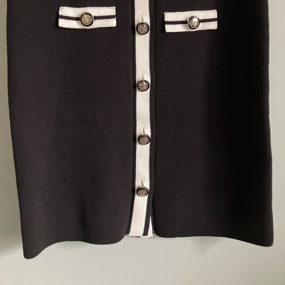 WHBM Black and White Heavy Knit Collared Cotton Blend Body Con Dress Size XS NWT - Picture 4 of 10